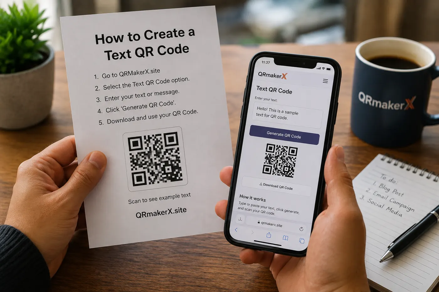 How to create a text QR code using QRmakerX