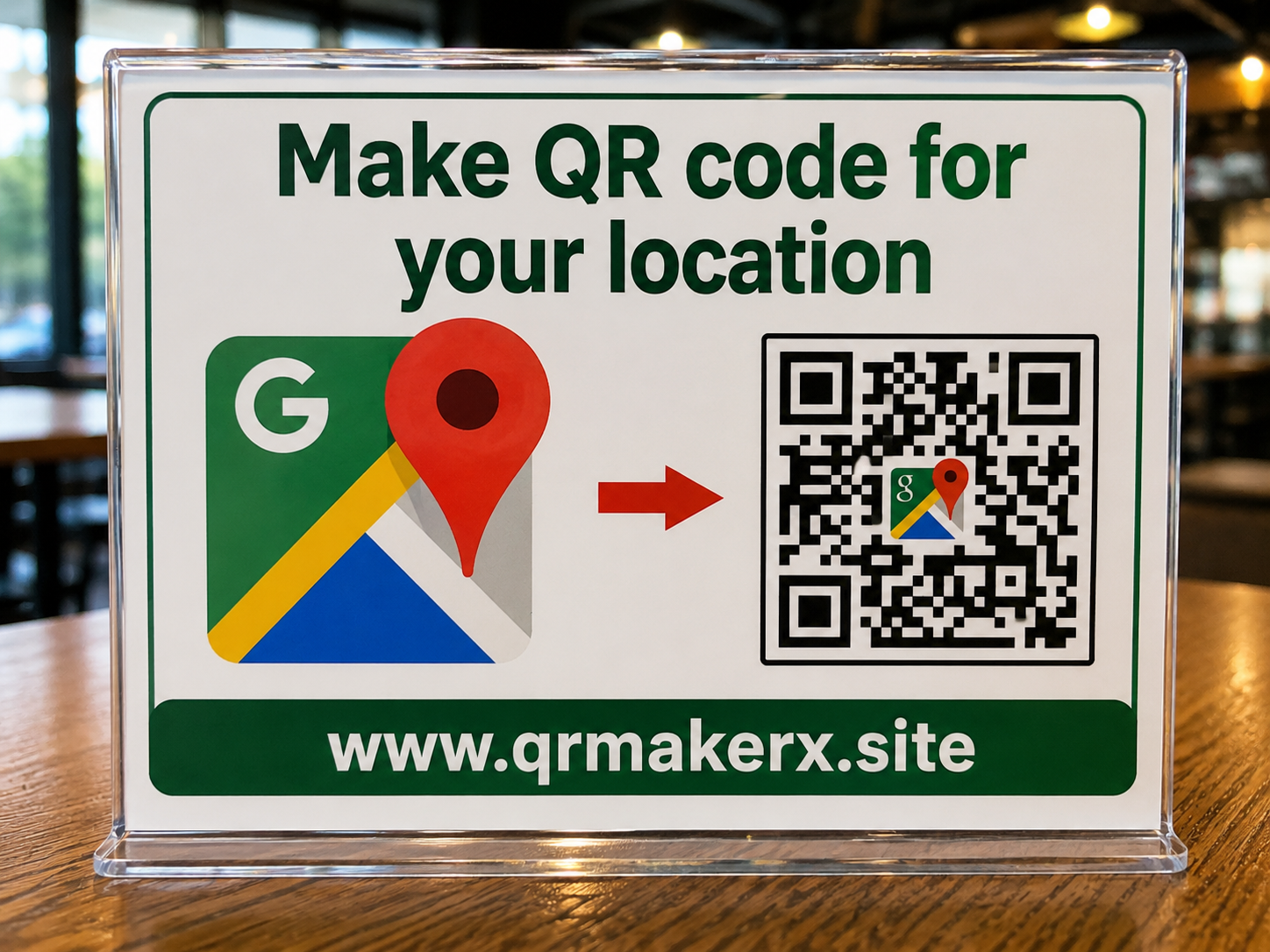 Real-life example of a QR code sign used for sharing a map location