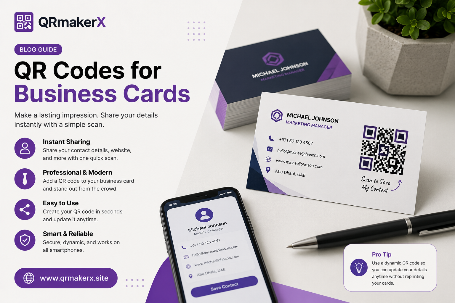 A QR code printed on a professional business card