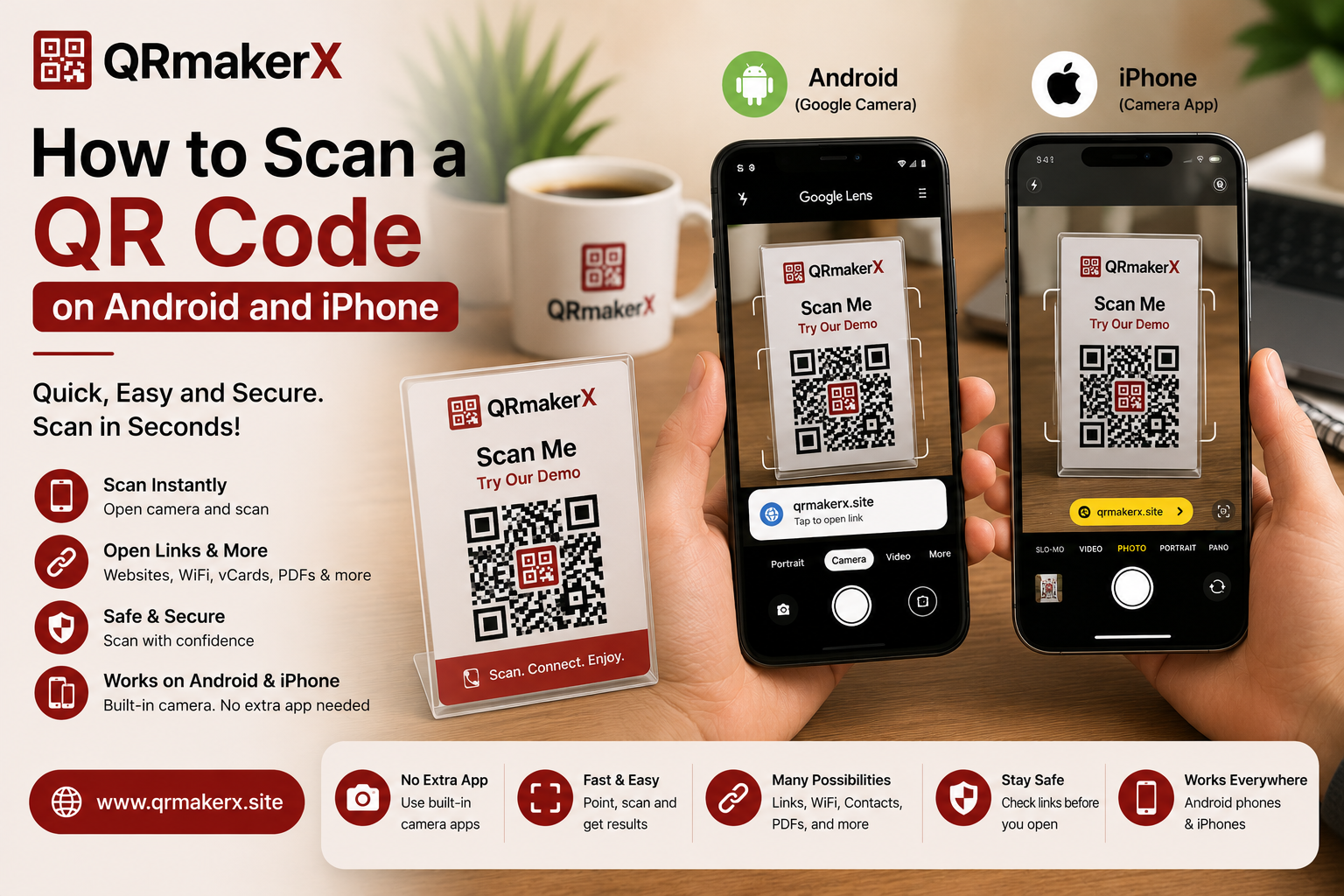 Scanning a QR code on Android and iPhone
